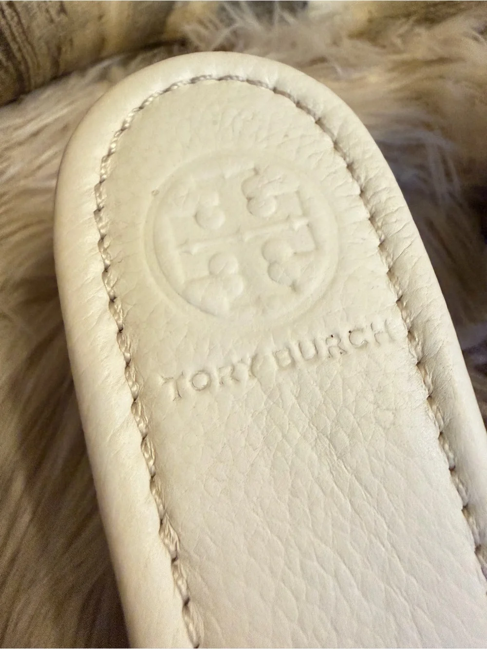Tory Burch White Selma Leather Double T Logo Wedge Slide Sandals 7.5 M